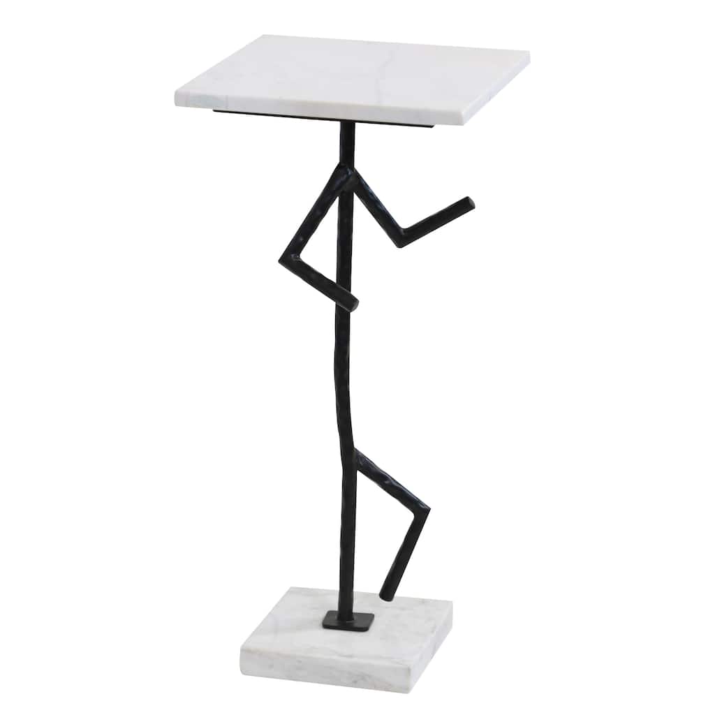 StyleCraft Lineform Martini Accent Table - White & Black - Right