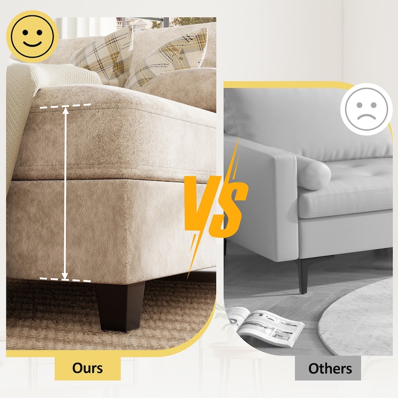 106'' Sectional Sofa with Thick Cushions for Living Room