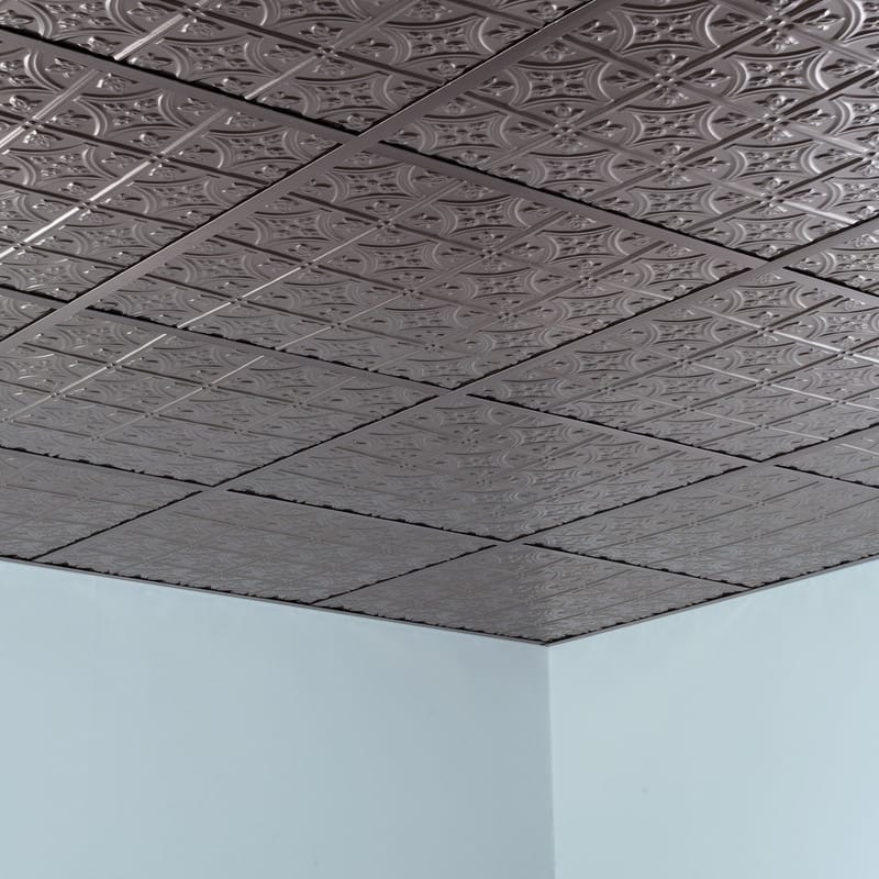 FASÄDE Traditional Style 1 Decorative Vinyl 2ft x 2ft Lay in Ceiling Panel in Brushed Nickel (5 Pack)