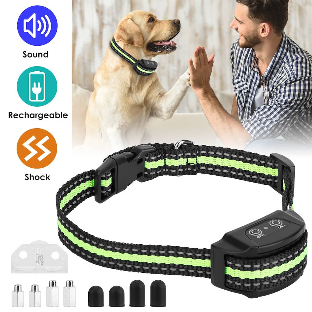 Anti Bark Dog Collar IP67 Waterproof Beep Electric Shock Rechargeable - 3.15x1.78x2.96inch