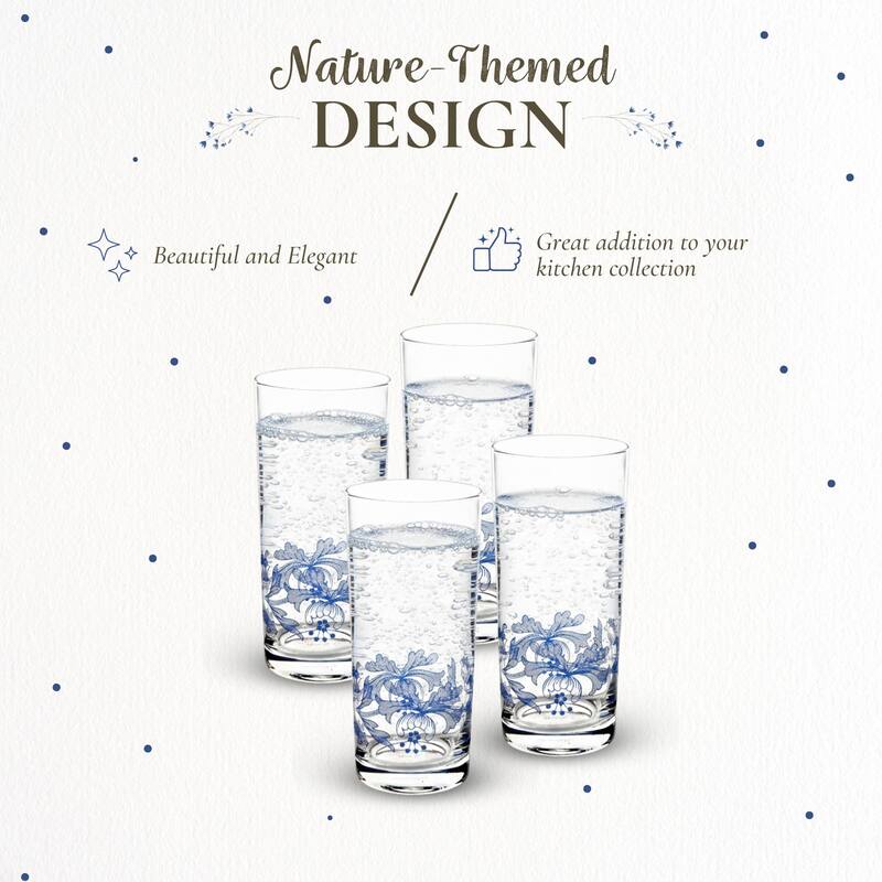 Spode Blue Italian Set of 4 Glasses - 15 oz