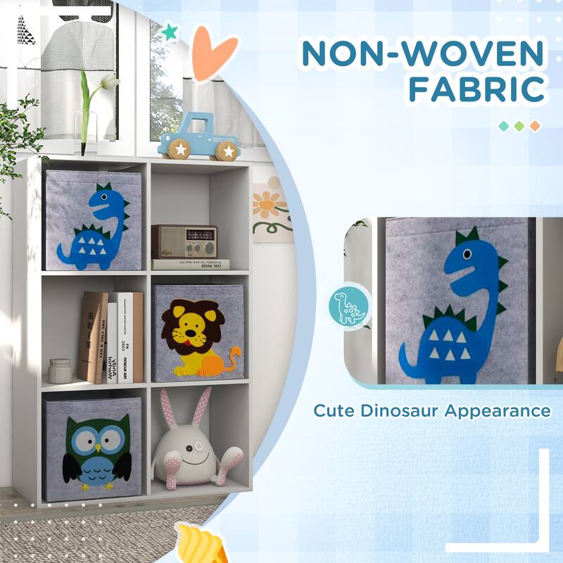 Children's Toy Organizer, Toy Storage with 3 Storage Bins and Cute Animal Design, Toy Shelf