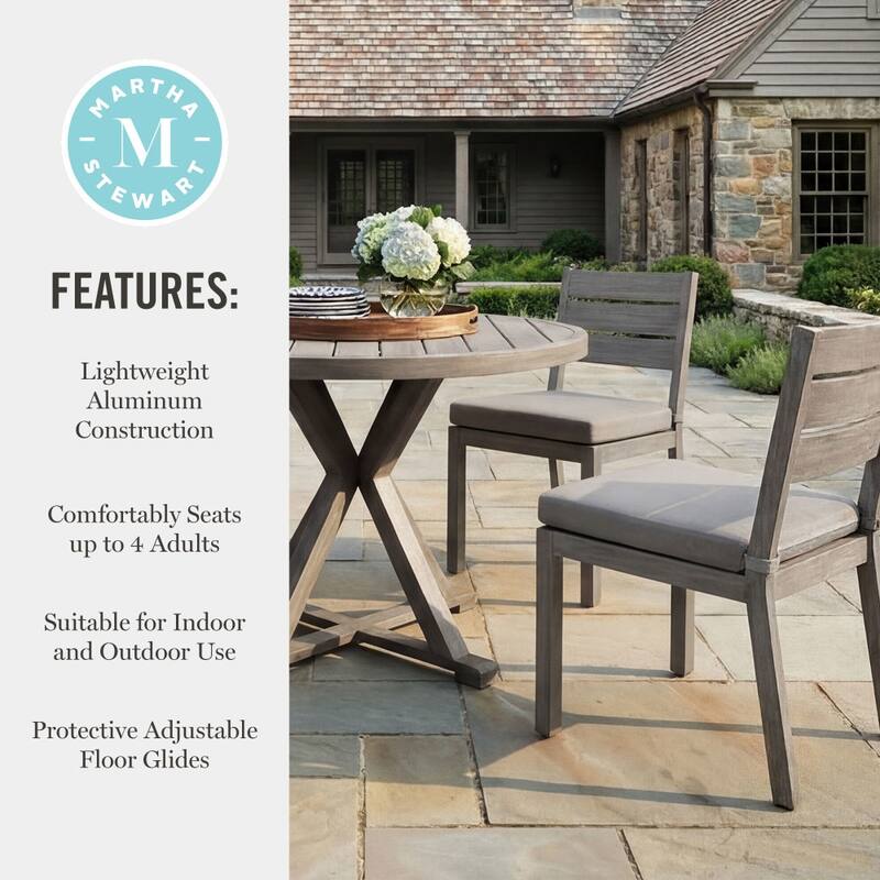 Martha Stewart All-Weather Patio Set with 36" Round Trestle Base Table and 4 Stack Chairs - 18"W x 23"D x 34"H