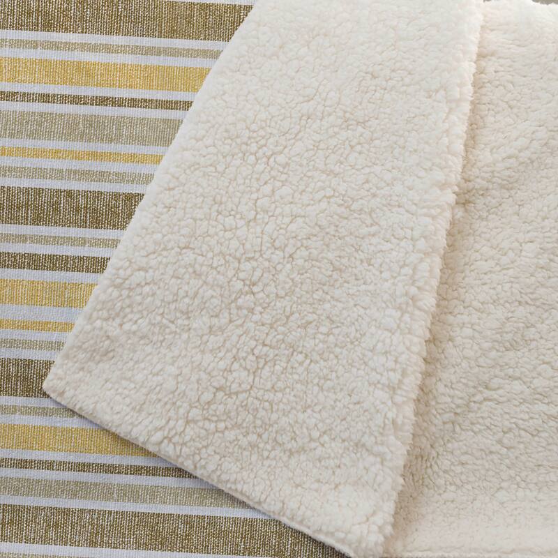 Premium Machine Washable Modern Stripe Sherpa Throw Blanket