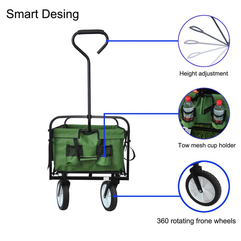 Nylon Folding Wagon Garden Shopping Beach Cart