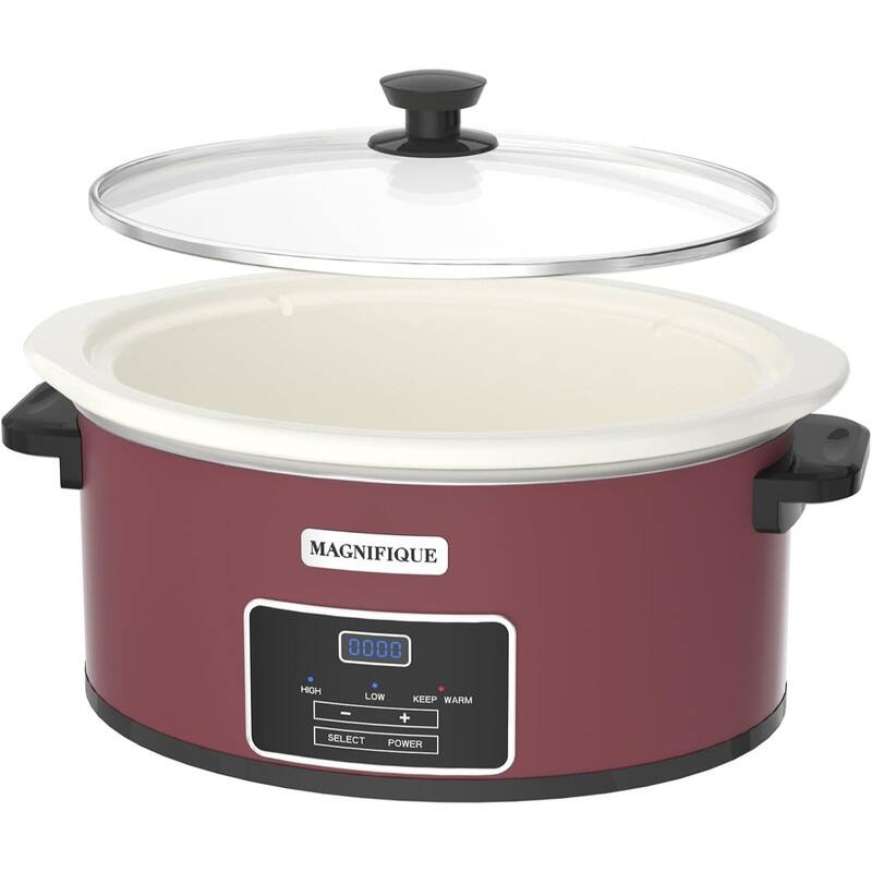 6 QT Digital Programmable Slow Cooker with Removable Crock - 6 Quart - Red