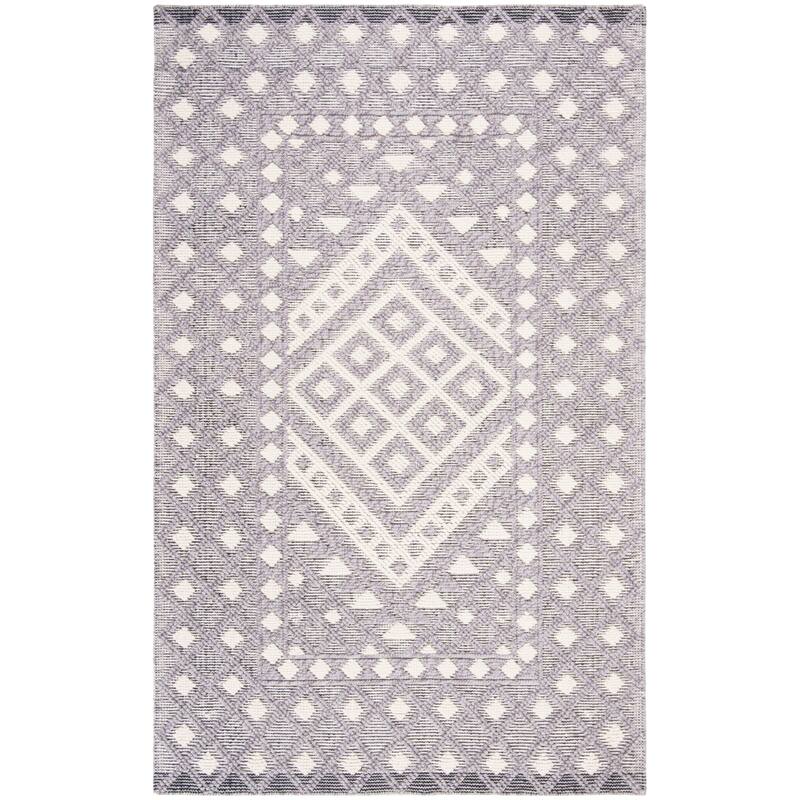 SAFAVIEH Handmade Natura Candica Transitional Geometric Cream/Purple Wool Rug