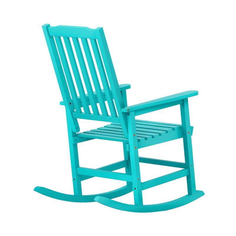 Acacia Wood Outdoor Rocking Chair, Traditional Porch Outdoor Rocker Chairs Set of 2 - 43" H