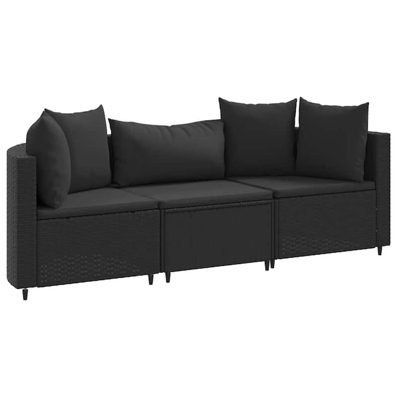 vidaXL Patio Sofa Set with Cushions Lounge Setting Outdoor Furniture Poly Rattan - 9.8 x 9.8 x 8.9