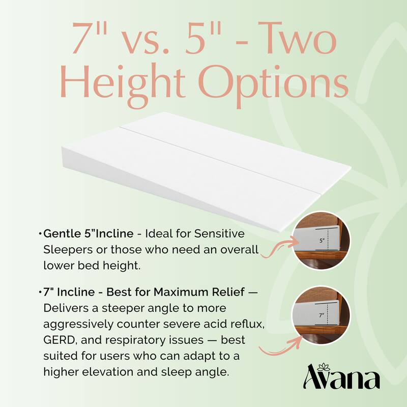 Avana Mattress Elevator - Under Bed 7-Inch Incline Foam Support