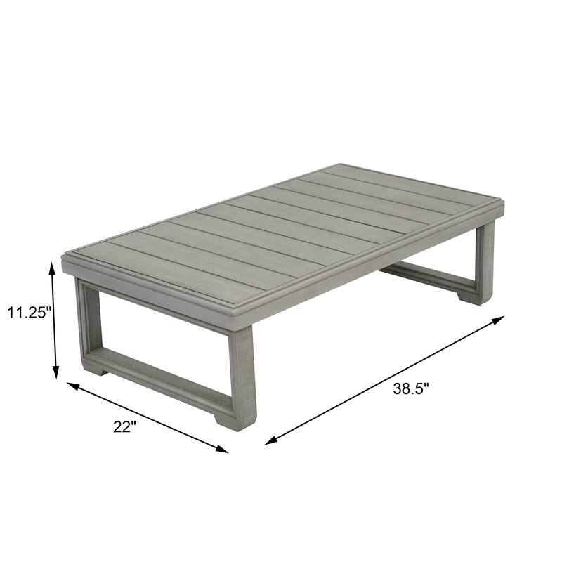 Roomfitters Outdoor Patio Coffee Table with Slatted Wood Design, Weather-Resistant Frame