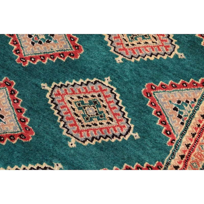 Rustic Bokhara Sellers Green/Pink Hand Knotted Wool Rug - 10'8'' x 14'1''
