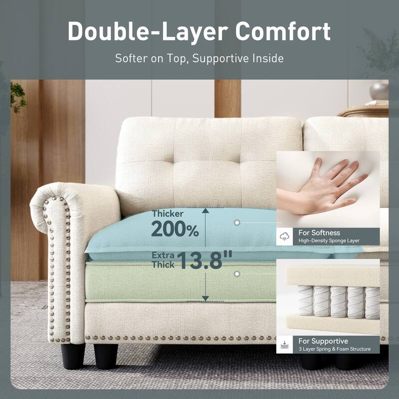 MASION ARTS 3-Piece Modular Sectional Sofa, Oversized Cloud Couch with Armchairs/Loveseats, Deep Seat Sofa (5–7 Seats)