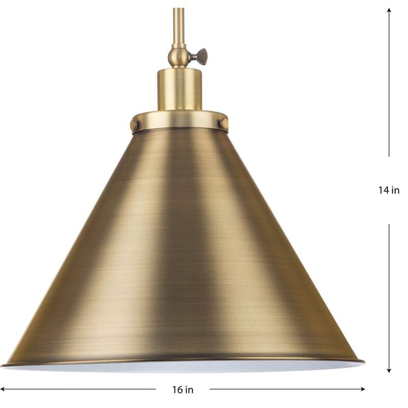 Hinton Collection One-Light Vintage Brass Modern Farmhouse Pendant - 16 in x 16 in x 14 in