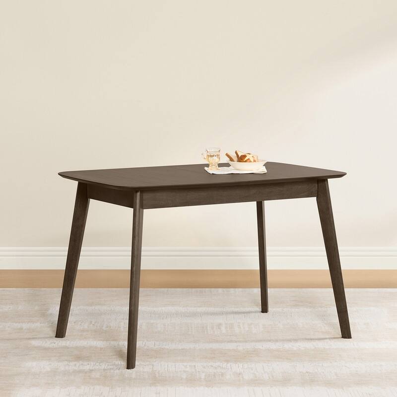 Spruce & Spring Extendable Dining Table Set with Woven Rattan Dining Chairs - 47"-59"-4 Chairs - Walnut