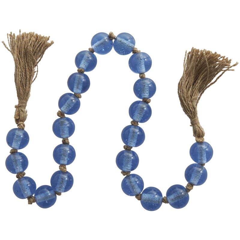 Glass Handmade Round Beaded Garland with Tassel with Knotted Brown Jute - Roche River Decor