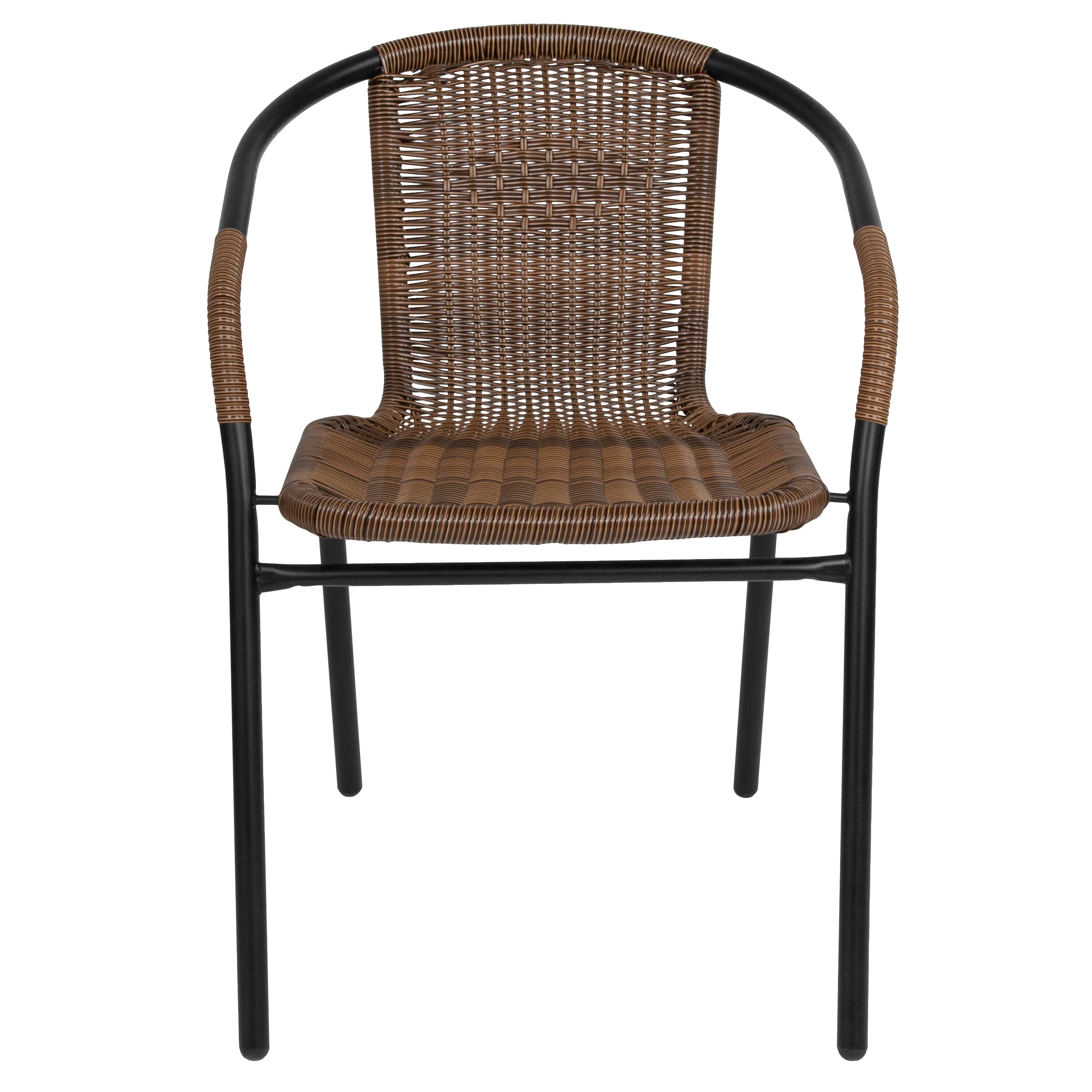 Flash Furniture 2 Pack Beige Rattan Indoor-Outdoor Restaurant Stack Chair 