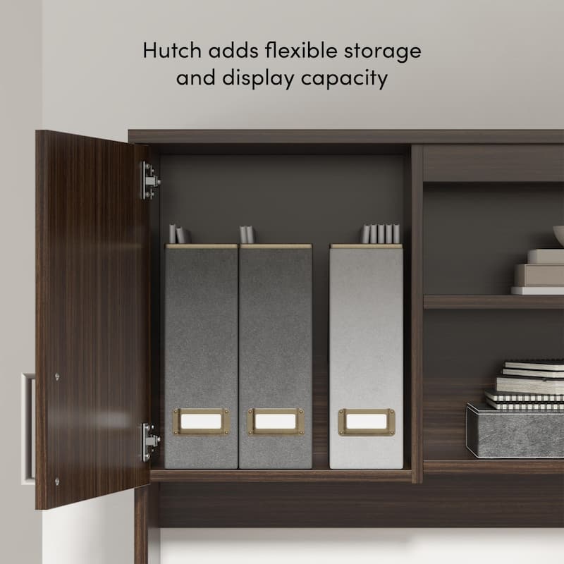 Bestar Ridgeley U-Shaped Office Desk with Cabinet and Hutch