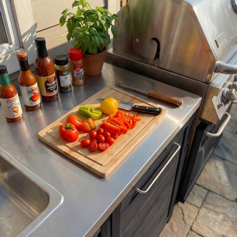 Modular Outdoor Kitchen Island Set, 100% Solid Wood BBQ Cabinet , Patio Kitchen Bar Table