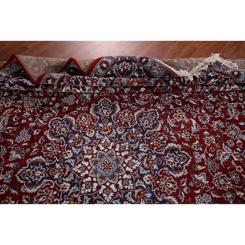 Traditional Red Kashan Turkish Rug Machine Made Dining Room Carpet - 9'7" x 12'10"