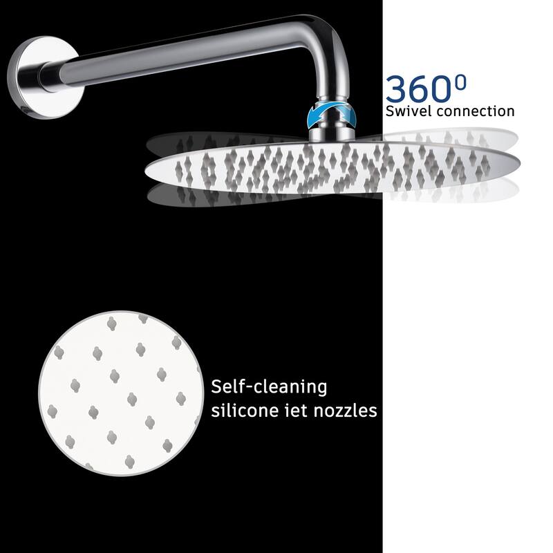 1-Spray Pattern Round 10-inch Wall Mount Shower System with Tub Faucet