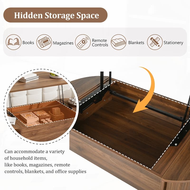 Lift Top Coffee Table with Hidden Compartment