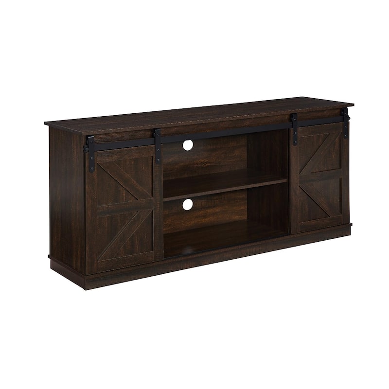 Homy Casa 58'' Farmhouse TV Stand. Sliding Barn Doors, Storage Cabinet