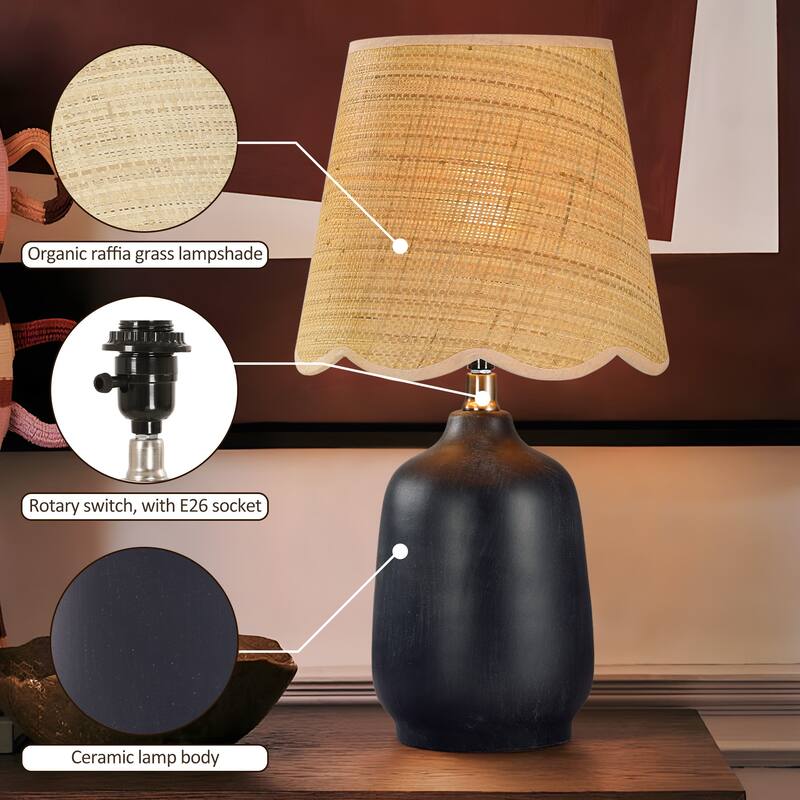 18.9" Ceramic LED Table Lamp, Living Room Lamps For End Tables
