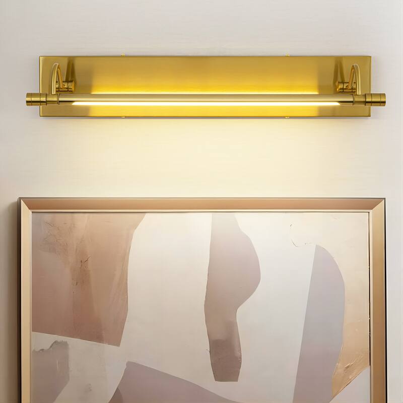 23.1" W Mid-Century Modern Gold Double Arm LED 3000K Barthroom Mirror/Picture Wall Light - 21.3 in. W x 4.3 in. H x 6.7 in. D