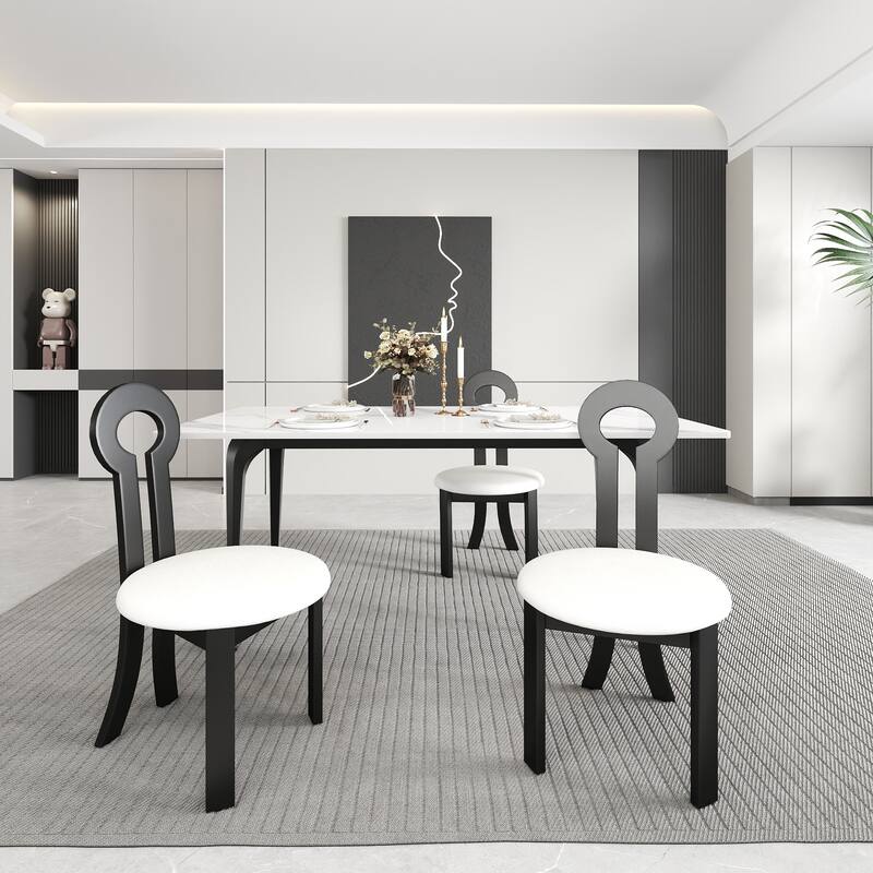 Vintage Rubber Solid Wood Dining Chair, Sheep Plush Dining Chair, Armless Dining Chair(Set Of 2)