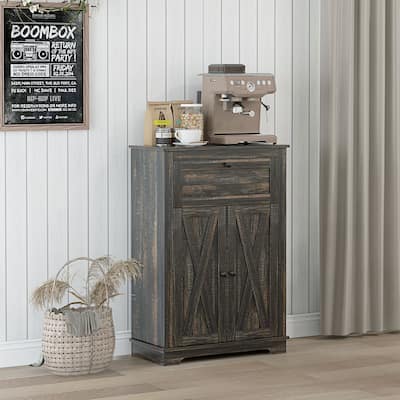 Storage Cabinet with Drawer and Adjustable Shelves Anti-Tip Organizer for Kitchen Dining Living Room