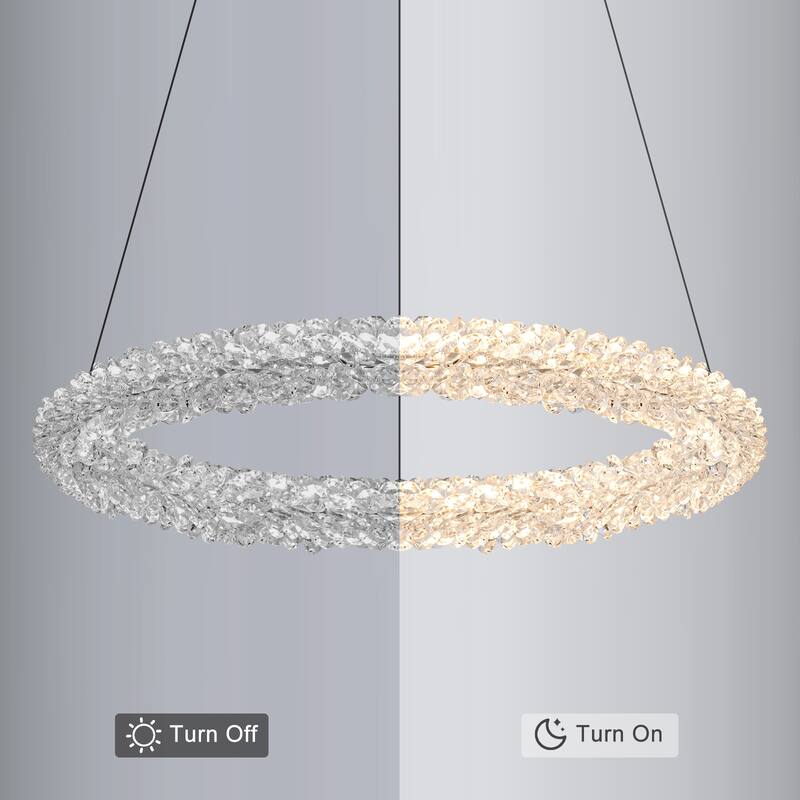 Modern Gold Crystal LED Chandelier, Dimmable Ring Light
