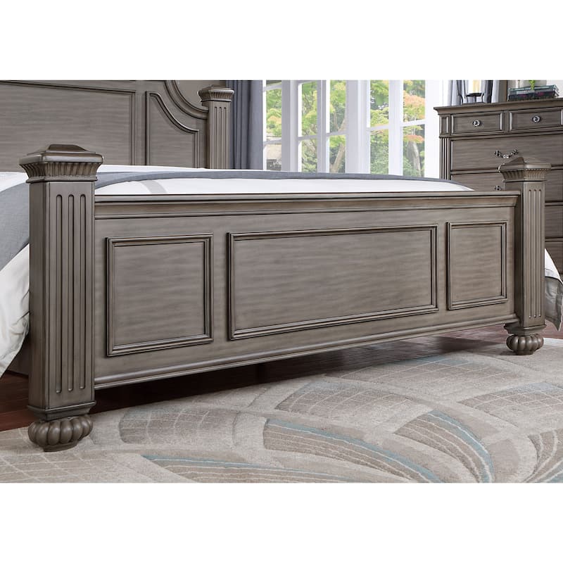 Vame Traditional Grey Wood 5-Piece Poster Bedroom Set by Furniture of America