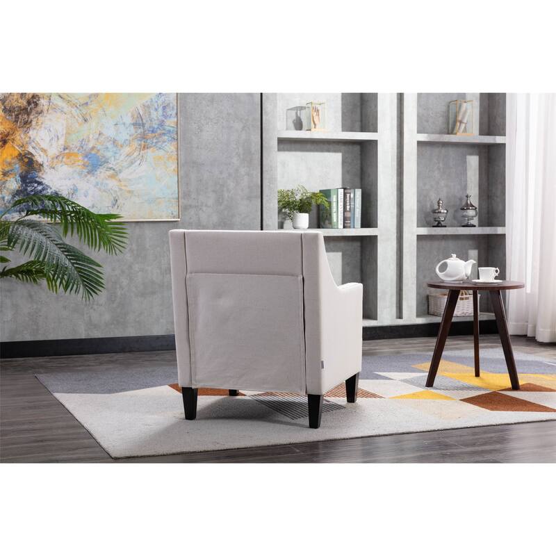 Linen Nailhead Accent Solid Wood Leg Living Room Armchair