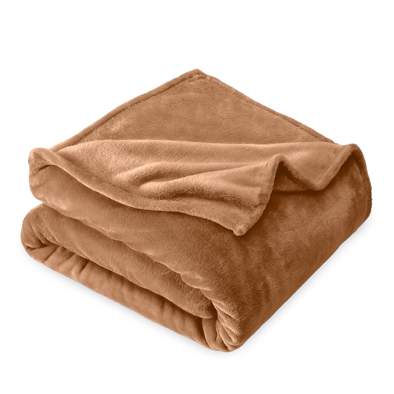 Bare Home Microplush Fleece Blanket - Ultra-Soft - Cozy Fuzzy Warm - Twin - Twin XL - Saddle