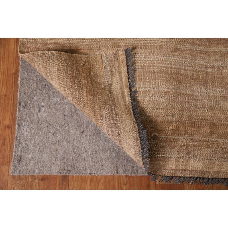 Earth Tone Kilim Modern Area Rug Reversible Flat-weave Wool Carpet - 4'11"x 6'8"