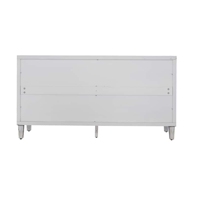 60" Modern Wash White 4 Door Wooden Sideboard Buffet Server Accent Storage Cabinet