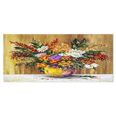 Designart 'Wild Flowers in a Pot' Floral Metal Wall Art