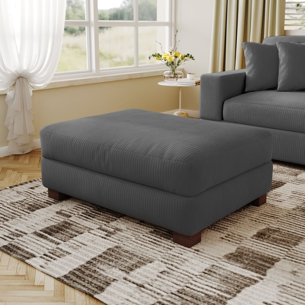 Modern Oversized striped Corduroy Ottoman