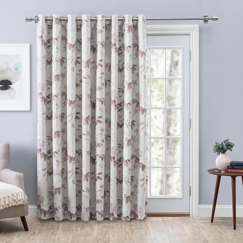 Mystic Garden Premium Floral Blackout Grommet Patio Curtain Panel W Wand - 104"W x 84"L