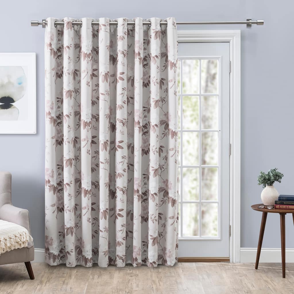 Mystic Garden Premium Floral Blackout Grommet Patio Curtain Panel W Wand - 104"W x 84"L