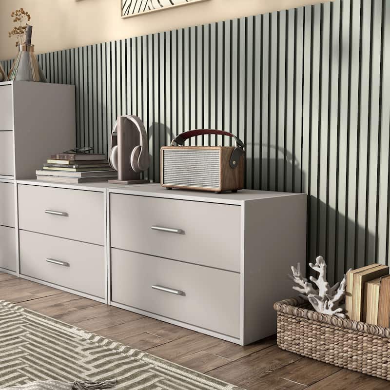 DH BASIC Modern Wood Customizable Stackable Storage Organizer - Cube Shelves, Drawer Cabinet, Bookcase with Doors by Denhour