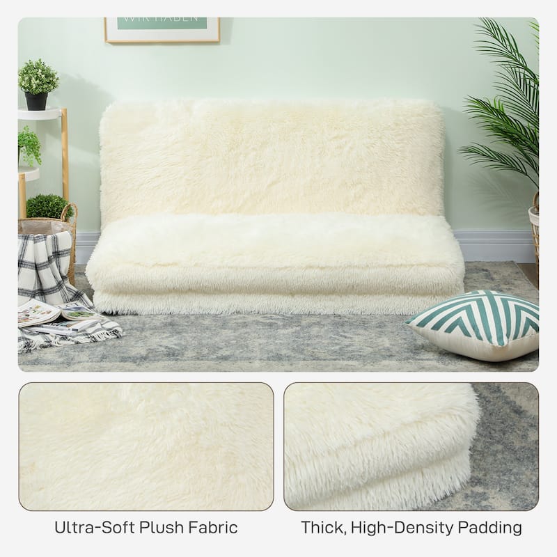 HOMCOM Bean Bag Floor Sofa Bed, Contemporary Plush Wide Folding Floor Mattress, Foam Filling Wall Couch Sleeper