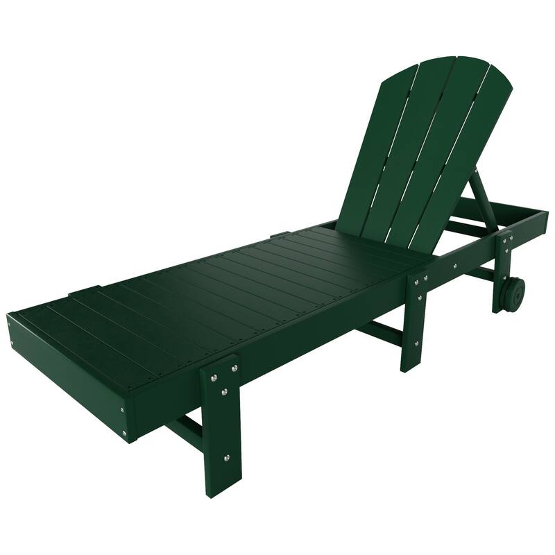 Polytrends Laguna Hdpe All Weather Outdoor Patio Pool Reclining Armless Chaise Lounge With Wheels (Set Of 2)