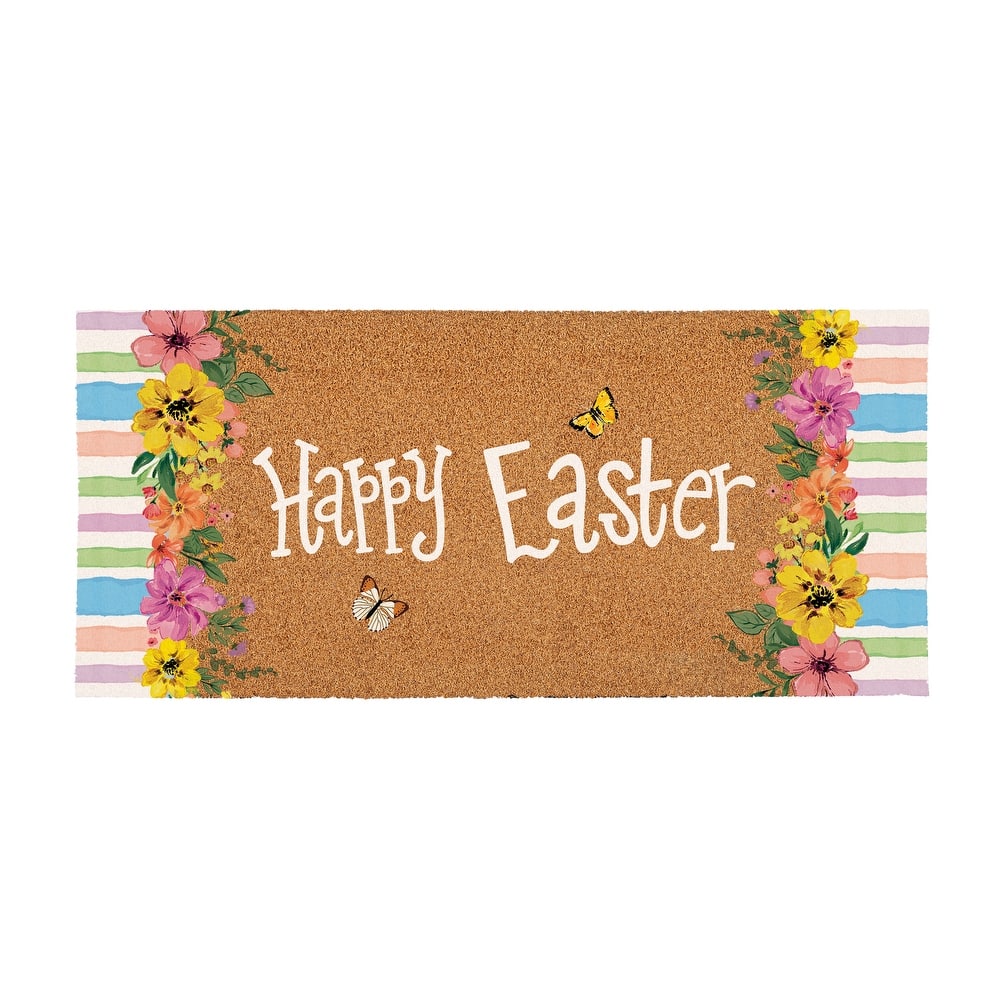 Bunny Blooms Happy Easter Coir Mat