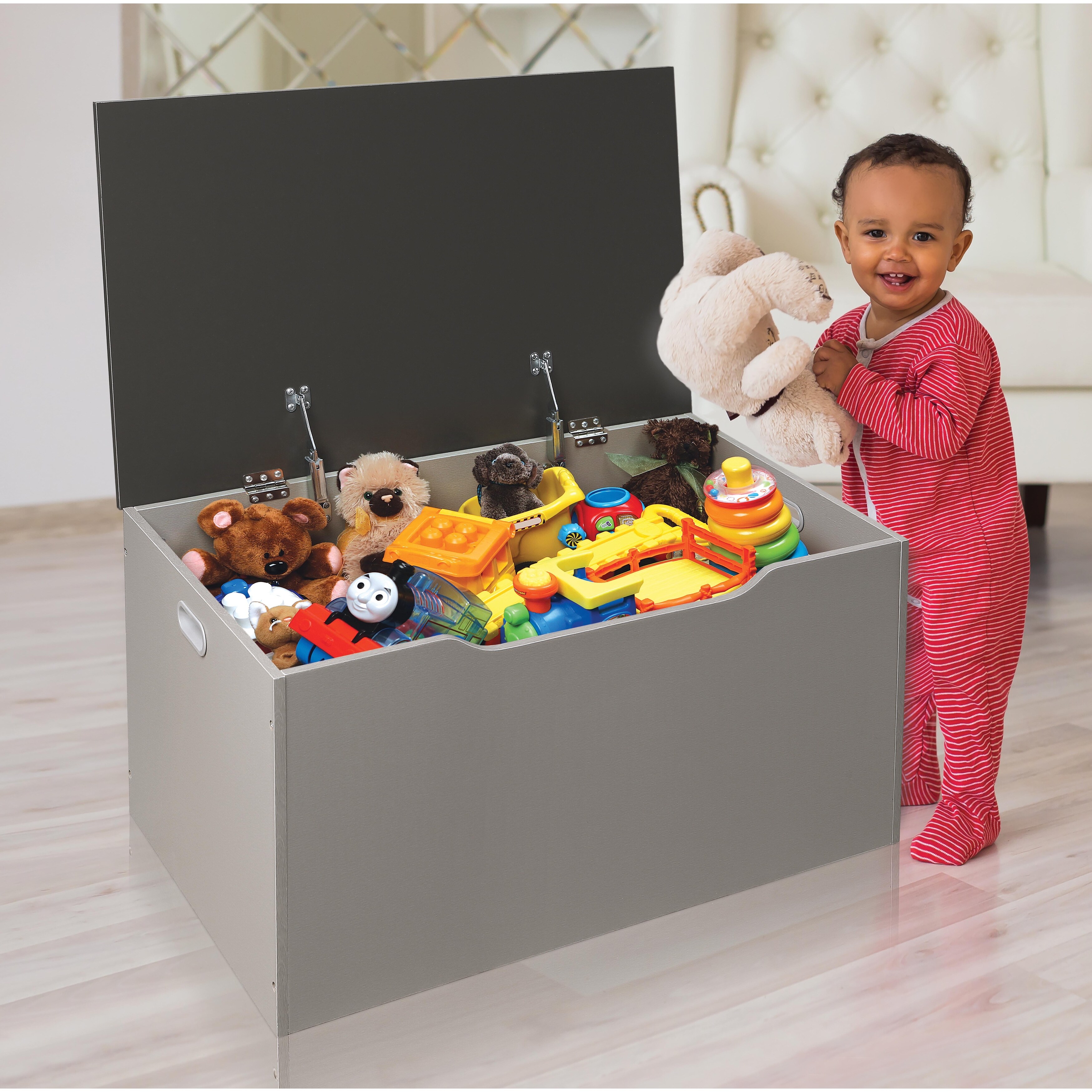grey toy storage box
