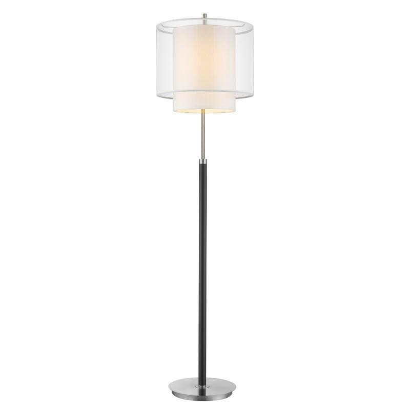 62-Inch Floor Lamp with Soft Light and White Fabric Shade - 15.50” x 15.50” x 62" - White