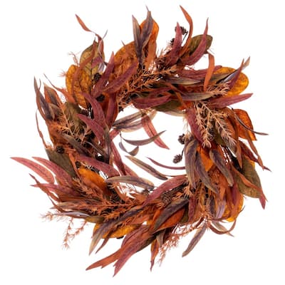 Vickerman 22" Cream Red Artificial Leaf Wreath.