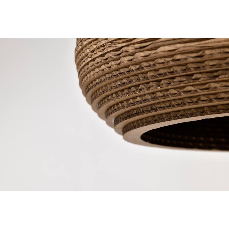 Matte Black Modern Nordic Style 1-Light Pendant Light with Natural Brown Origami Paper Shade - Matte Black
