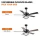 preview thumbnail 19 of 46, 52" Modern Chrome/ Black Indoor Ceiling Fan Light with Remote and 5 Resiversible Blades